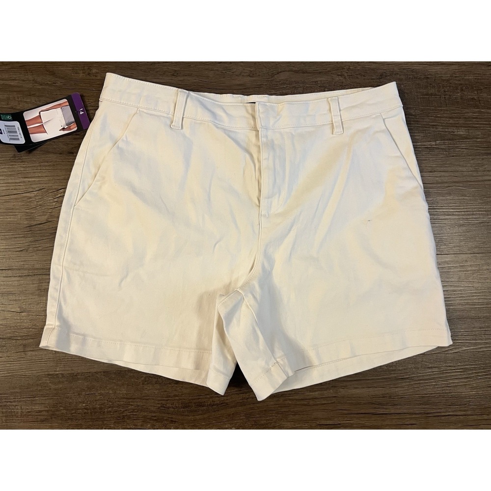 Banana Republic‎ Women's 5" Cotton Short White HighRise Pockets Size 14 I21